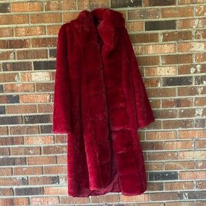 Stunningly Glamorous Fur Coat & dark shade of red.